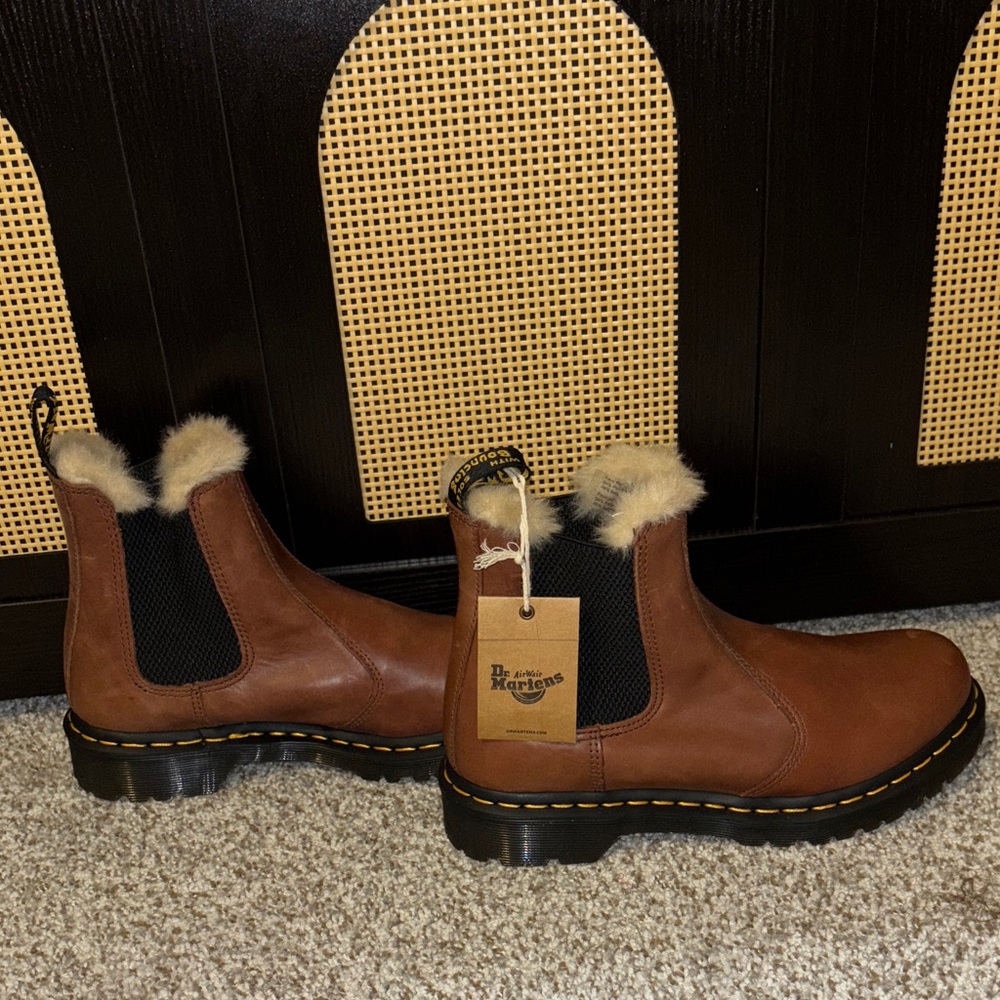 Dr. Martens Tan Fur-Lined Boots